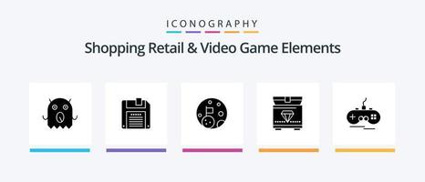 Shoping Retail And Video Game Elements Glyph 5 Icon Pack Including . xbox. space. wireless. gaming. Creative Icons Design vector