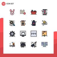 conjunto de 16 iconos modernos de la interfaz de usuario signos de símbolos para optimizar personalizar donación de reloj de arena marino elementos de diseño de vectores creativos editables