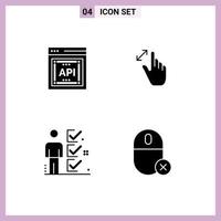 Modern Set of 4 Solid Glyphs and symbols such as api checklist software interface user Editable Vector Design Elements