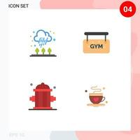 Set of 4 Vector Flat Icons on Grid for autumn firefighter cold sign cup Editable Vector Design Elements