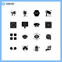 Modern Set of 16 Solid Glyphs and symbols such as devices flag nature business stop Editable Vector Design Elements