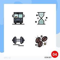 4 User Interface Filledline Flat Color Pack of modern Signs and Symbols of bus dumbbell school bus timer sport Editable Vector Design Elements