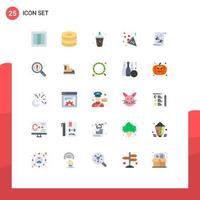 25 Flat Color concept for Websites Mobile and Apps playlist media food file heart Editable Vector Design Elements