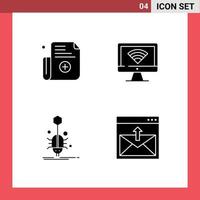 Stock Vector Icon Pack of 4 Line Signs and Symbols for form spider computer signal web Editable Vector Design Elements