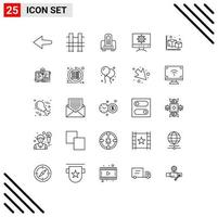 Pack of 25 Modern Lines Signs and Symbols for Web Print Media such as book modeling cell cube design Editable Vector Design Elements