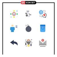 9 Thematic Vector Flat Colors and Editable Symbols of bomb human communication description avatar Editable Vector Design Elements