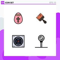 Modern Set of 4 Filledline Flat Colors and symbols such as easter egg bath holidays construction cooking Editable Vector Design Elements