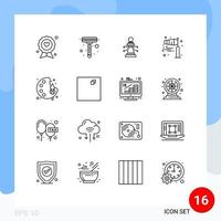 User Interface Pack of 16 Basic Outlines of art pole wind chess flow air Editable Vector Design Elements