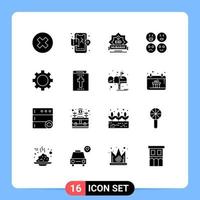 Modern Set of 16 Solid Glyphs Pictograph of gadget sad eid happy decoration Editable Vector Design Elements