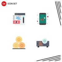 User Interface Pack of 4 Basic Flat Icons of coding nature off control device Editable Vector Design Elements