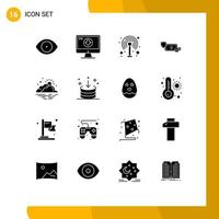 Modern Set of 16 Solid Glyphs Pictograph of money finance game coins dollar Editable Vector Design Elements