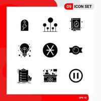 conjunto de 9 iconos de interfaz de usuario modernos símbolos signos para gran idea romana brújula buena idea gran idea elementos de diseño vectorial editables vector