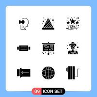 Set of 9 Commercial Solid Glyphs pack for presentation man discount fashion accessories Editable Vector Design Elements