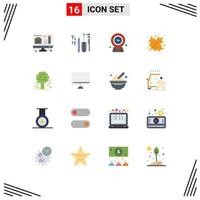 Universal Icon Symbols Group of 16 Modern Flat Colors of nature apple location tree leaf Editable Pack of Creative Vector Design Elements