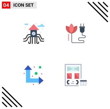 4 Creative Icons Modern Signs and Symbols of city up down biomass plug coding Editable Vector Design Elements