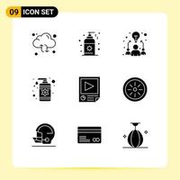 Pictogram Set of 9 Simple Solid Glyphs of page care business spa drop Editable Vector Design Elements