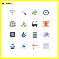 Pictogram Set of 16 Simple Flat Colors of letter company reload brand minus Editable Pack of Creative Vector Design Elements