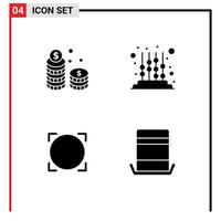 Modern Set of 4 Solid Glyphs Pictograph of coins omni cash kids learning crypto Editable Vector Design Elements