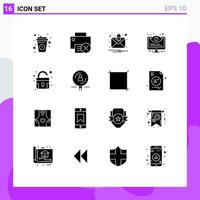 User Interface Pack of 16 Basic Solid Glyphs of system monitoring hardware control notification Editable Vector Design Elements