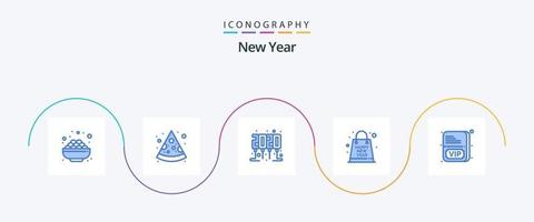 New Year Blue 5 Icon Pack Including vip. card. new year. year. new vector