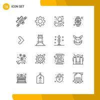 Modern Set of 16 Outlines and symbols such as right feature bio watch device Editable Vector Design Elements