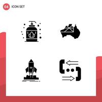 Pictogram Set of 4 Simple Solid Glyphs of liquid ship australia flag mission Editable Vector Design Elements