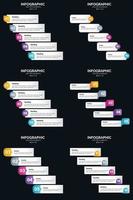 Vector 6 Infographics Pack Presentation slide template 5 Steps cycle diagrams and timelines