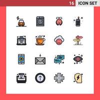 Universal Icon Symbols Group of 16 Modern Flat Color Filled Lines of blogging blog mobile beetle lighter fire Editable Creative Vector Design Elements