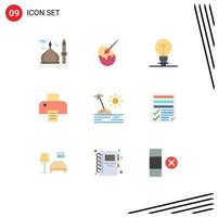 9 User Interface Flat Color Pack of modern Signs and Symbols of travel holiday painting print printer Editable Vector Design Elements