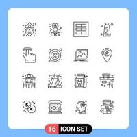 paquete de iconos de vector de stock de 16 signos y símbolos de línea para elementos de diseño de vector editables de crema limpia de cuadrícula de gestos