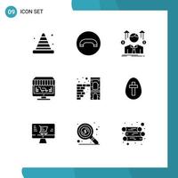 Set of 9 Modern UI Icons Symbols Signs for shopping shop business online sales man Editable Vector Design Elements