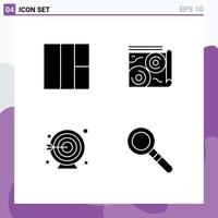 Group of 4 Modern Solid Glyphs Set for grid find book darts search Editable Vector Design Elements