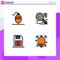 Pictogram Set of 4 Simple Filledline Flat Colors of bobber sd card search engine memory card alert Editable Vector Design Elements