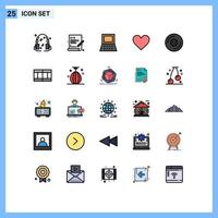 conjunto de 25 iconos de interfaz de usuario modernos signos de símbolos para dispositivos de computadora de dj giratorios como elementos de diseño de vectores editables