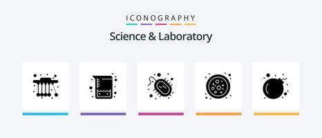 paquete de íconos de glifos de ciencia 5 que incluye . virus. virus. cráneo. molécula. diseño de iconos creativos vector