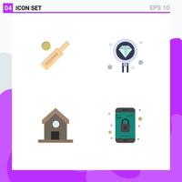 Pack of 4 Modern Flat Icons Signs and Symbols for Web Print Media such as australia search cricket develop learn Editable Vector Design Elements