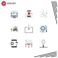 Universal Icon Symbols Group of 9 Modern Flat Colors of enter rainbow injection nature hill Editable Vector Design Elements