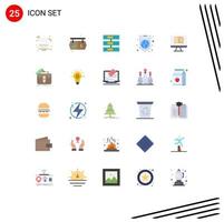 Modern Set of 25 Flat Colors and symbols such as computer protection server internet files Editable Vector Design Elements