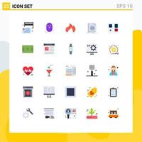 Modern Set of 25 Flat Colors Pictograph of programming coding ware wolf code fire place Editable Vector Design Elements