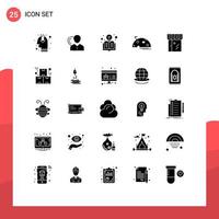 Set of 25 Modern UI Icons Symbols Signs for moon planet personal light bulb education Editable Vector Design Elements