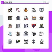 conjunto de 25 iconos modernos de la interfaz de usuario signos de símbolos para el lanzamiento del sitio web del temporizador de inicio de la computadora elementos de diseño vectorial editables vector