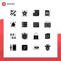 16 Thematic Vector Solid Glyphs and Editable Symbols of deal contract star agreement expense Editable Vector Design Elements