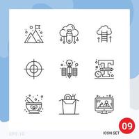 9 Outline concept for Websites Mobile and Apps target goal store aim success Editable Vector Design Elements