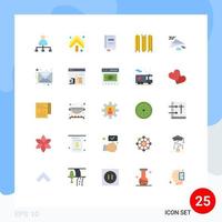 Pack of 25 Modern Flat Colors Signs and Symbols for Web Print Media such as plane files book education story Editable Vector Design Elements