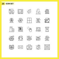 Pictogram Set of 25 Simple Lines of glass living right up home security Editable Vector Design Elements