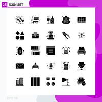 User Interface Pack of 25 Basic Solid Glyphs of tennis school bag bottle outdoors backpacking Editable Vector Design Elements