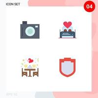 4 Creative Icons Modern Signs and Symbols of camera room picture lover love Editable Vector Design Elements