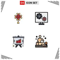4 Universal Filledline Flat Colors Set for Web and Mobile Applications chineseknot analysis decoration preference presentation Editable Vector Design Elements