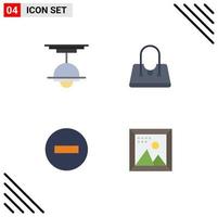 4 Universal Flat Icons Set for Web and Mobile Applications decor minus lamp fashion remove Editable Vector Design Elements