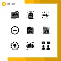 Pictogram Set of 9 Simple Solid Glyphs of box medical arrow healthcare minus Editable Vector Design Elements